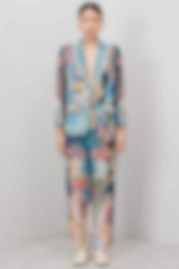 Multi-Colored Viscose Linen Embroidered Pants by Ranna Gill at Pernia's Pop Up Shop