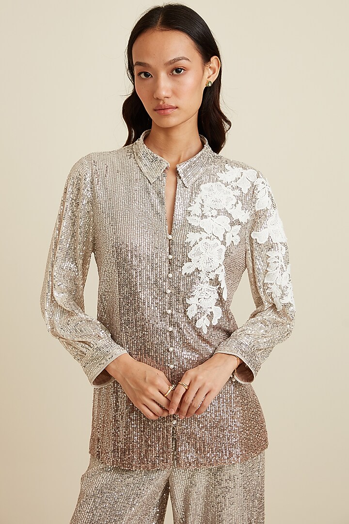 Multi-Colored Ombre Sequins Blouse by Ranna Gill at Pernia's Pop Up Shop