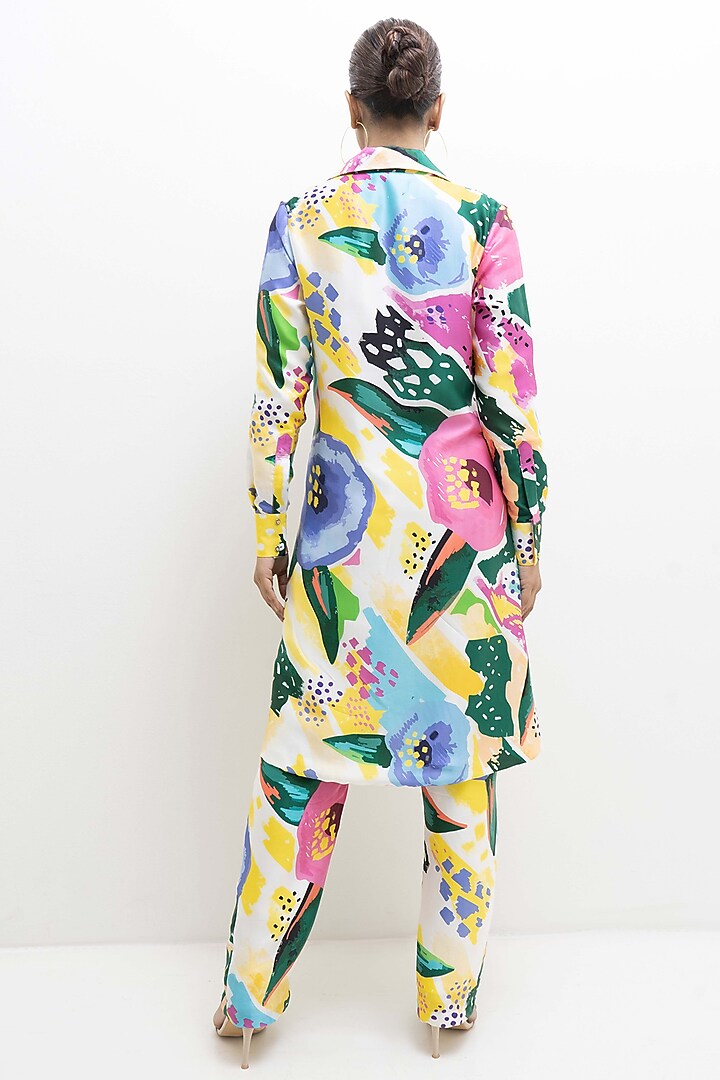 Multi-Colored Modal Satin Floral Printed Co-Ord Set by Rimi Nayak at Pernia's Pop Up Shop