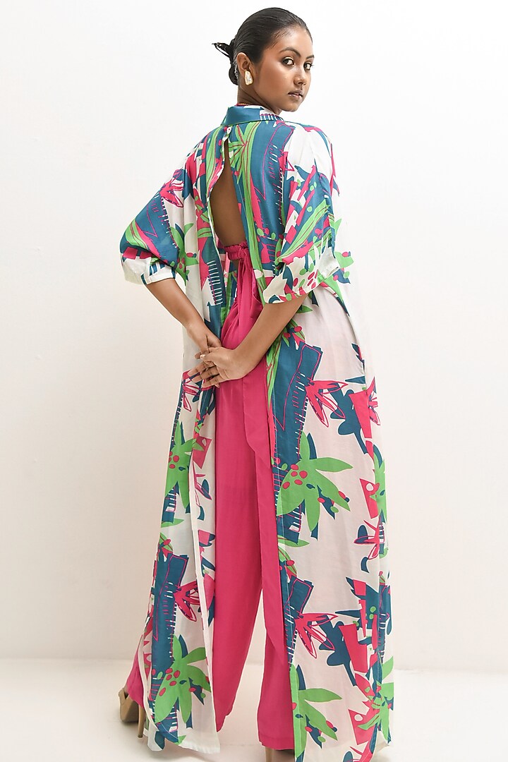 Pink Crepe Modal Co-Ord Set With Overlay by Rimi Nayak at Pernia's Pop Up Shop