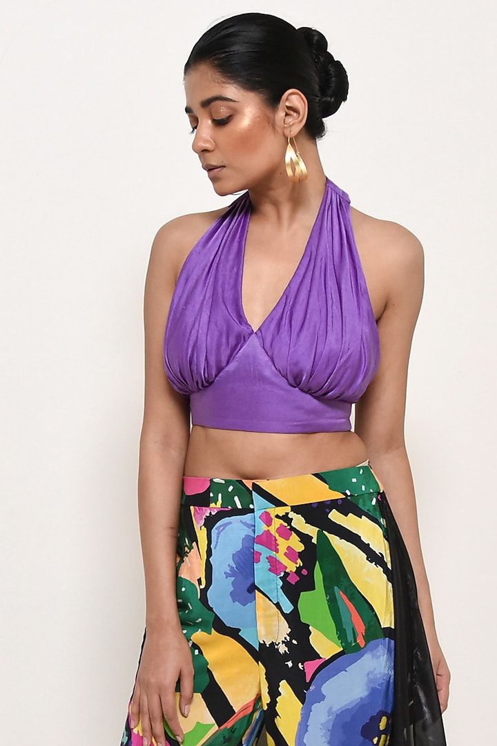Black Crepe Modal & Modal Satin Floral Printed Co-Ord Set by Rimi Nayak at Pernia's Pop Up Shop