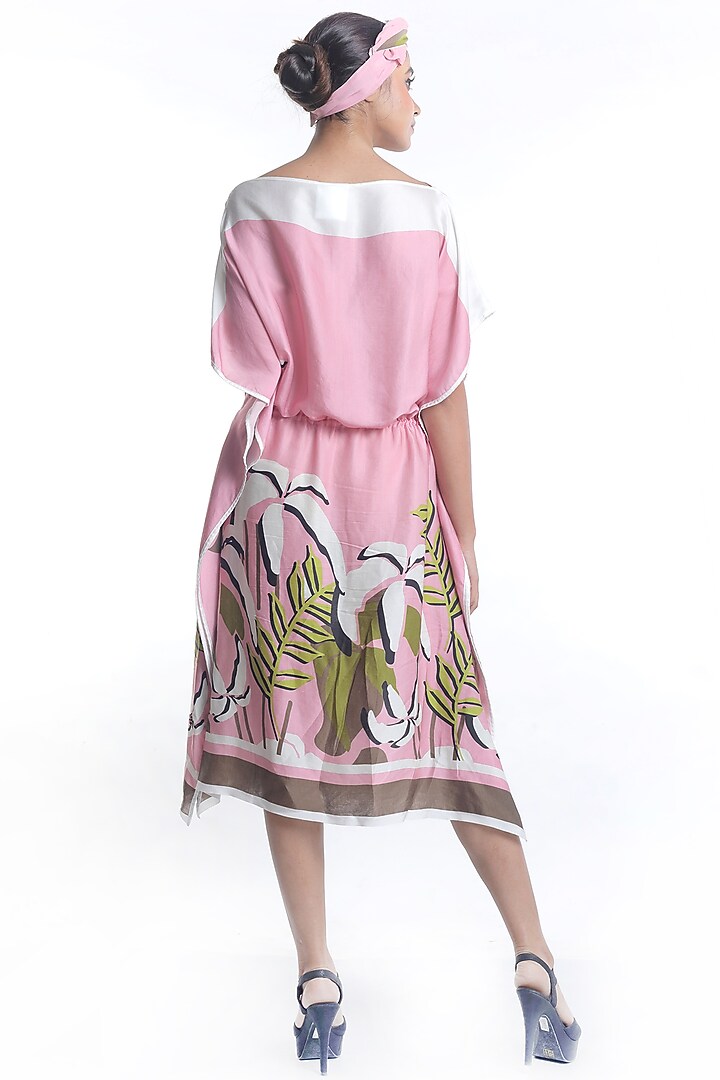 Mauve Embroidered & Printed Kaftan Dress by Rimi Nayak at Pernia's Pop Up Shop