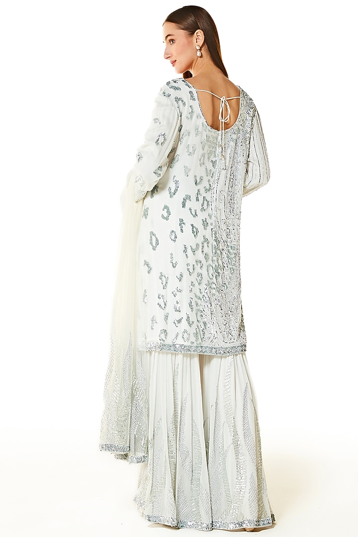 Off-White Georgette Bridal Sharara Set by Rabani & Rakha at Pernia's Pop Up Shop