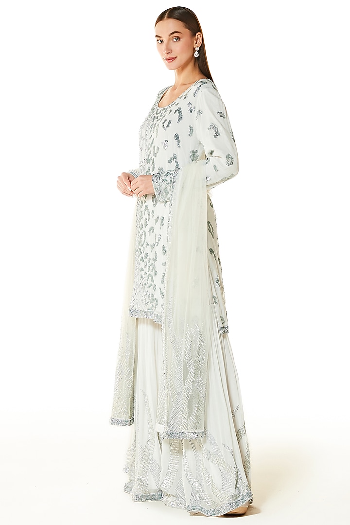 Off-White Georgette Bridal Sharara Set by Rabani & Rakha at Pernia's Pop Up Shop