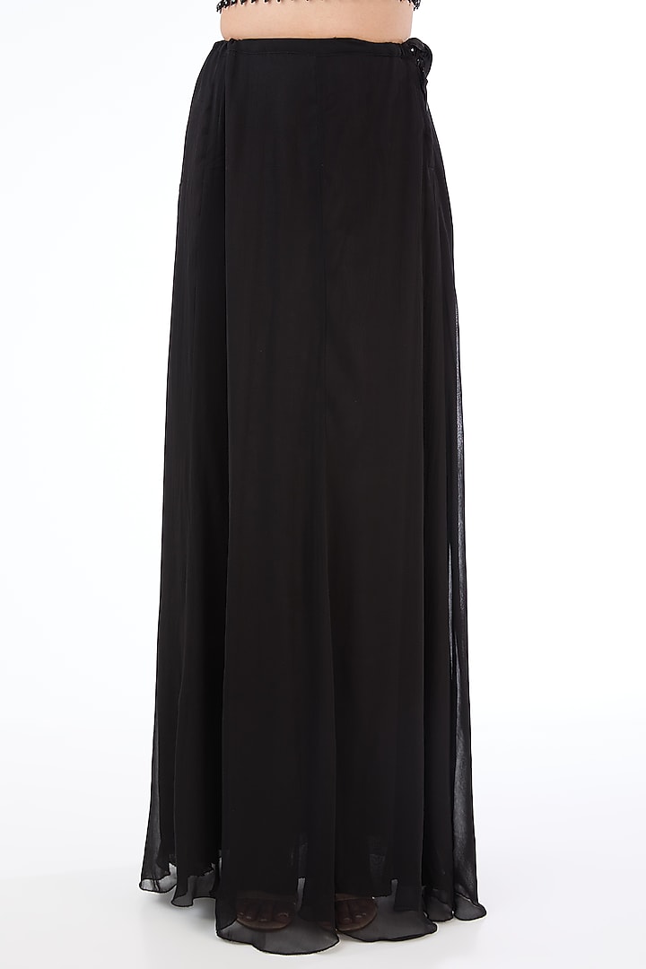 Black Georgette Sequins Embroidered Reception Lehenga Saree Set by Rabani & Rakha at Pernia's Pop Up Shop