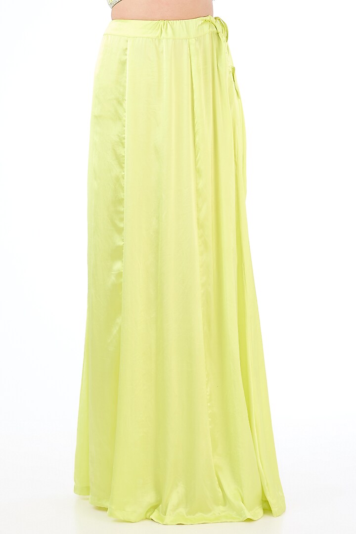 Neon Yellow Georgette Sequins Embroidered Reception Lehenga Saree Set by Rabani & Rakha at Pernia's Pop Up Shop