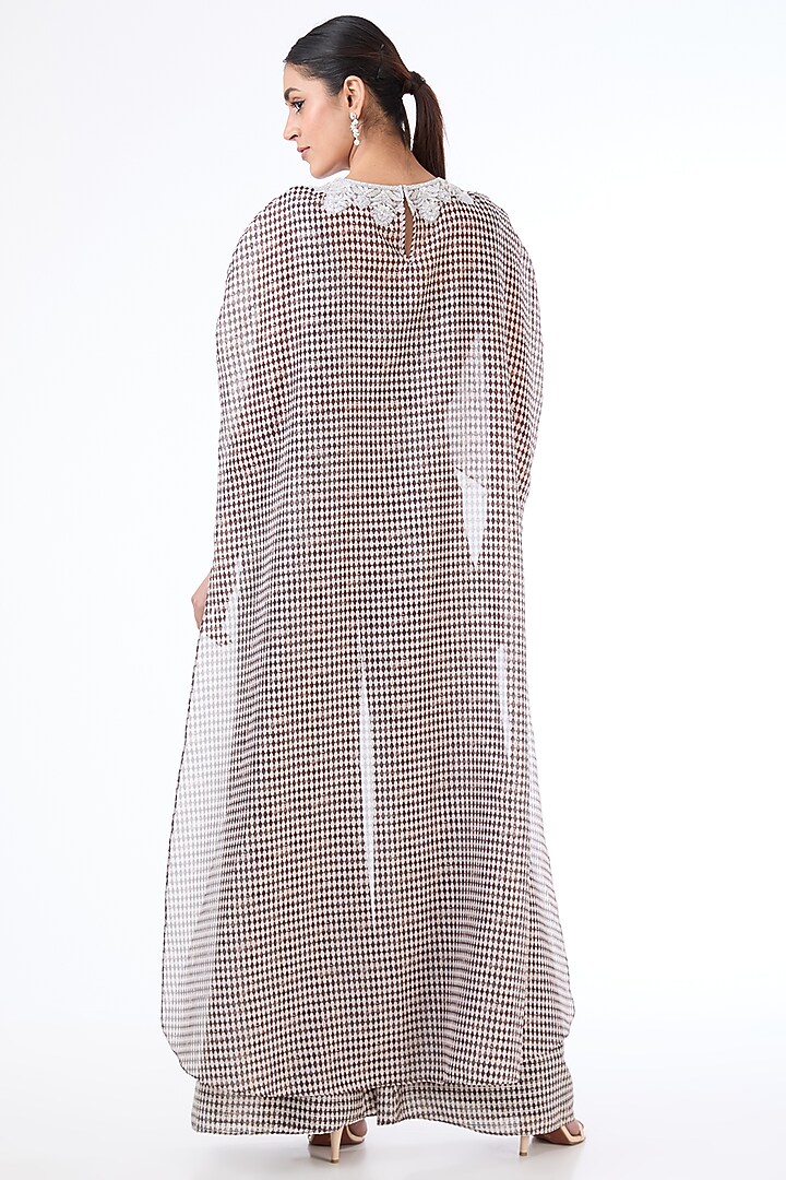 Black & Ivory Georgette Printed Cape Set by Rabani & Rakha at Pernia's Pop Up Shop