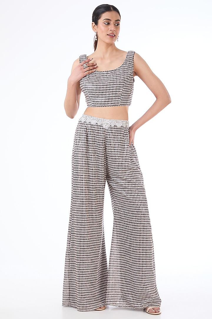 Black & Ivory Georgette Printed Cape Set by Rabani & Rakha at Pernia's Pop Up Shop