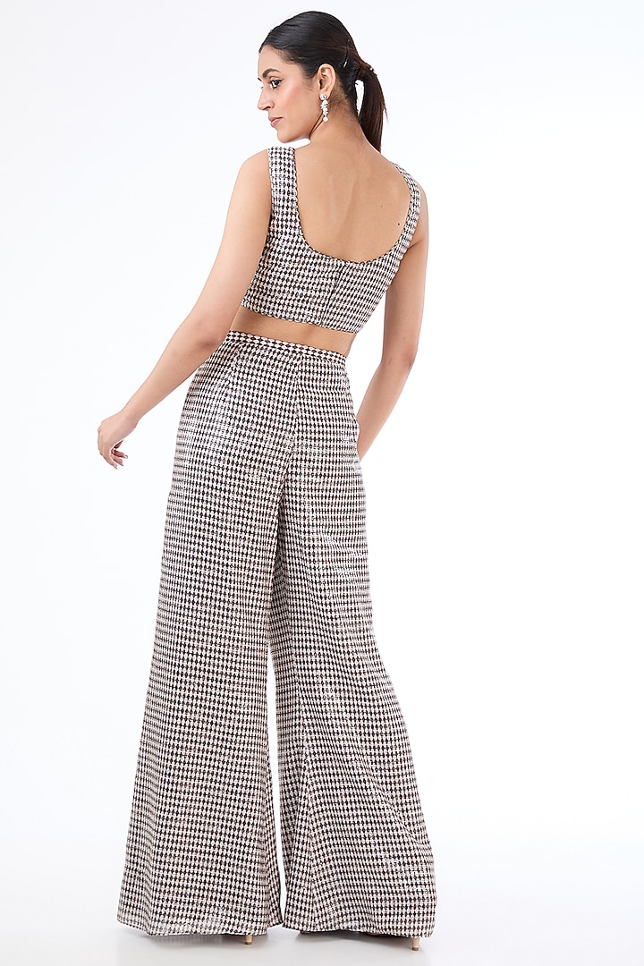 Black & Ivory Georgette Printed Cape Set by Rabani & Rakha at Pernia's Pop Up Shop