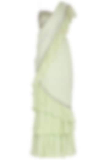 Lime Green Embroidered Lehenga Saree Set Design by Rabani & Rakha at ...