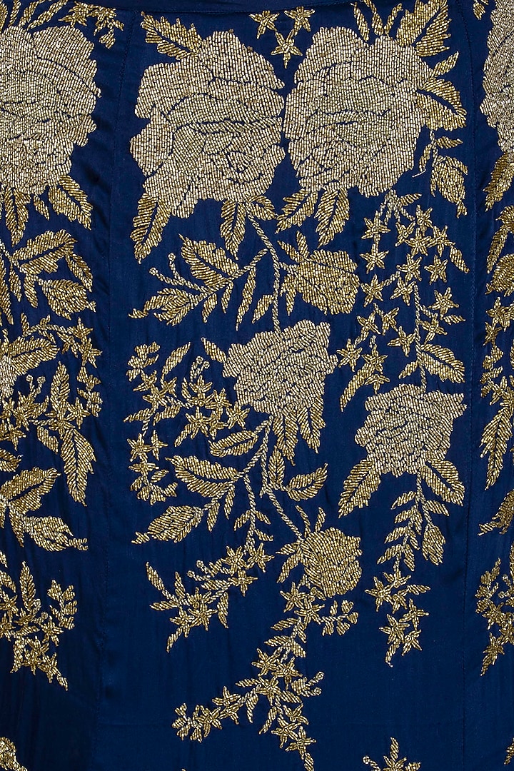 Navy Blue Embroidered Bridal Lehenga Set by Rabani & Rakha at Pernia's Pop Up Shop