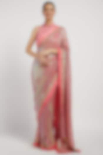 Pink Embroidered Saree Set by Rabani & Rakha