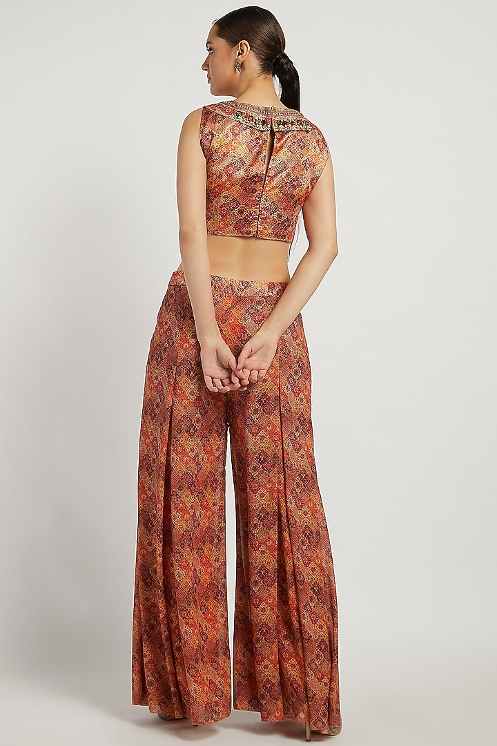 Coral Printed Palazzo Pant Set by Rabani & Rakha at Pernia's Pop Up Shop