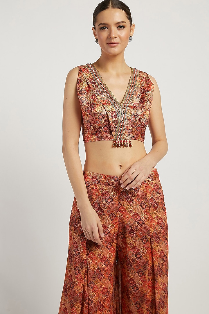 Coral Printed Palazzo Pant Set by Rabani & Rakha at Pernia's Pop Up Shop