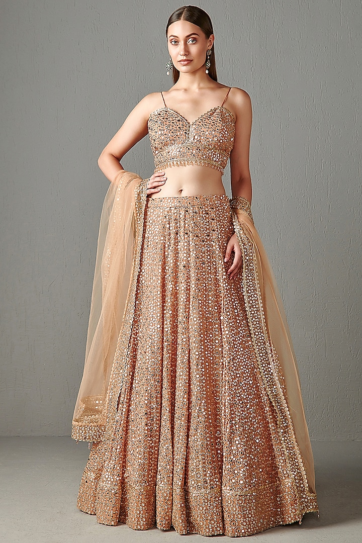 Gold Embroidered Lehenga Set by Rabani & Rakha