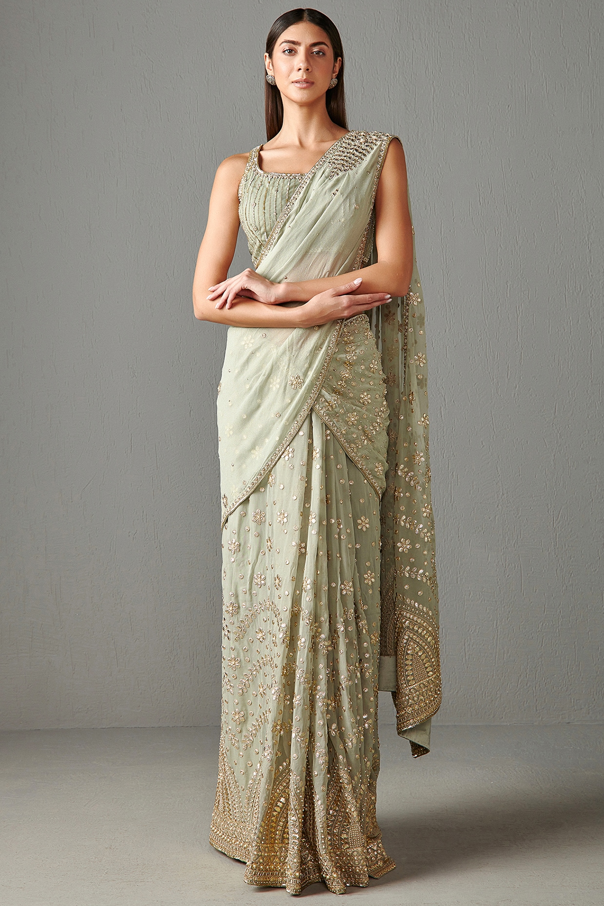 Bottle Green Khaddi Georgette Saree