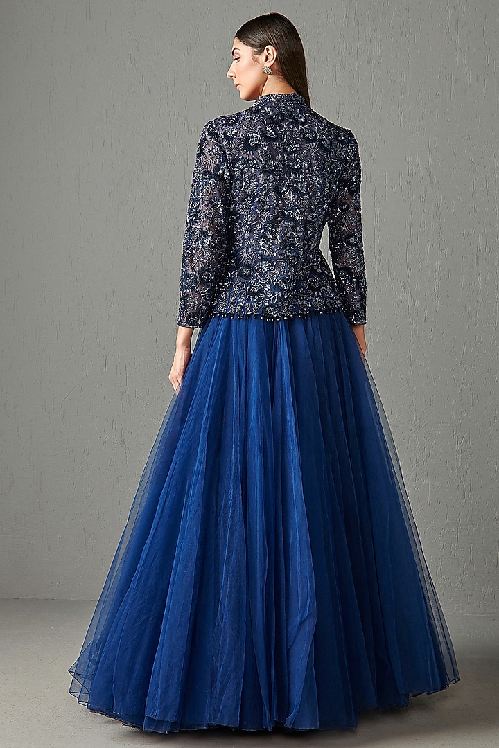 Blue Net Skirt Set by Rabani & Rakha at Pernia's Pop Up Shop