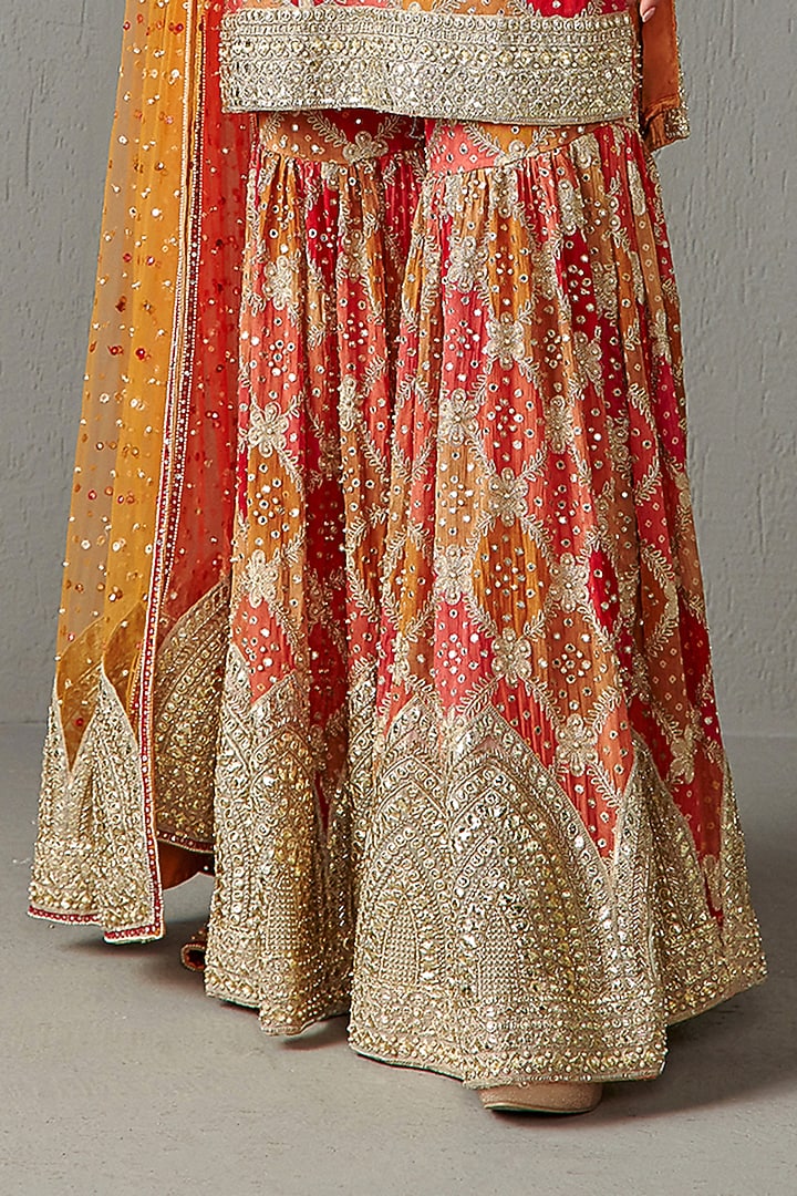 Multi-Colored Georgette Bridal Sharara Set by Rabani & Rakha at Pernia's Pop Up Shop