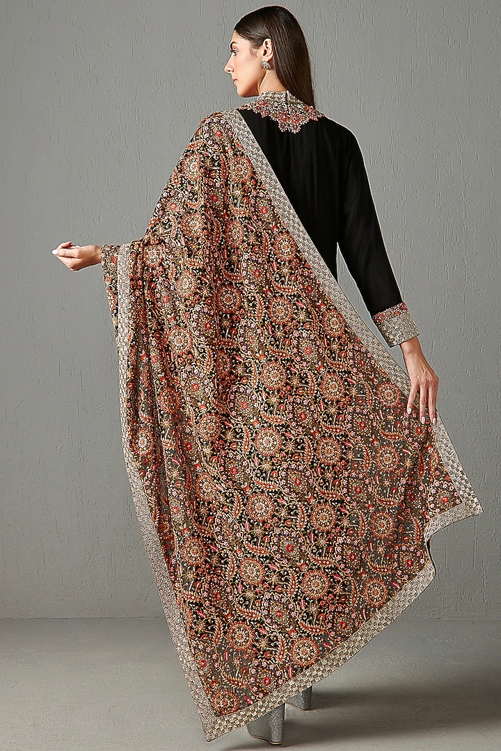 Black Georgette Kurta Set by Rabani & Rakha at Pernia's Pop Up Shop