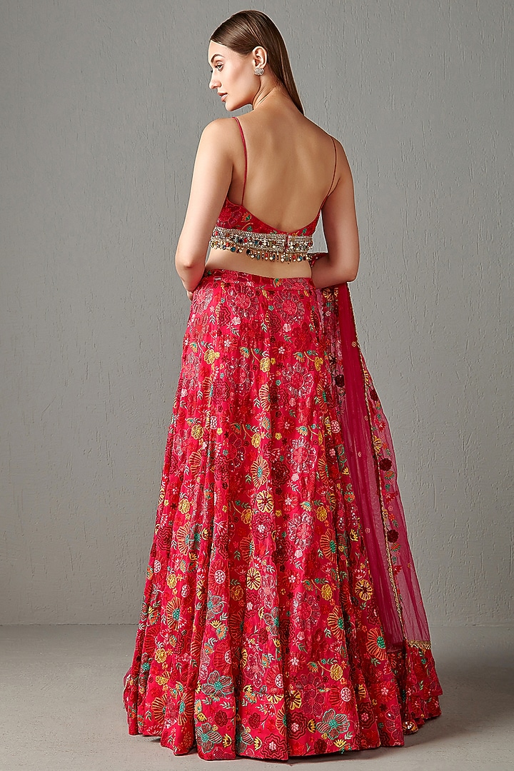 Rani Pink Georgette Bridal Lehenga Set by Rabani & Rakha at Pernia's Pop Up Shop