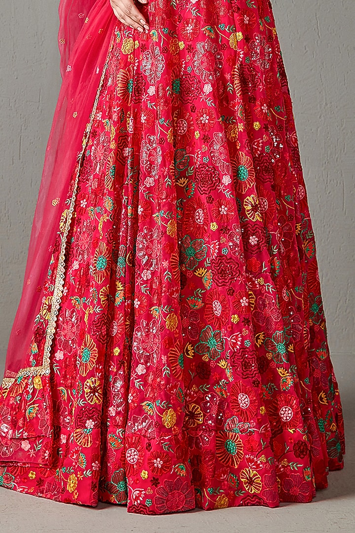 Rani Pink Georgette Bridal Lehenga Set by Rabani & Rakha at Pernia's Pop Up Shop