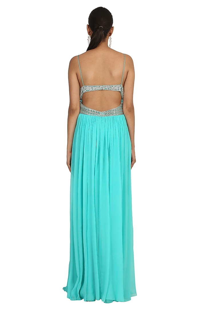 Aqua Embroidered Engagement Gown by Rabani & Rakha at Pernia's Pop Up Shop