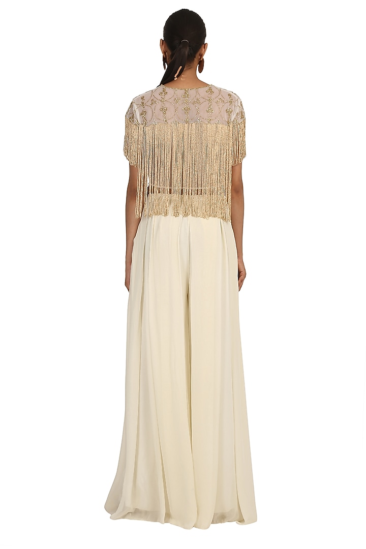 Ivory Embroidered Kurta With Palazzo Pants by Rabani & Rakha at Pernia's Pop Up Shop