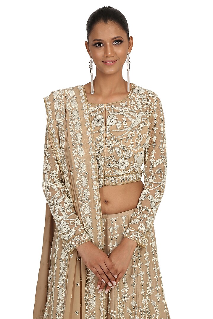 Golden Shaded Dupion Silk Hand Embroidered Bridal Lehenga Set by Rabani & Rakha at Pernia's Pop Up Shop