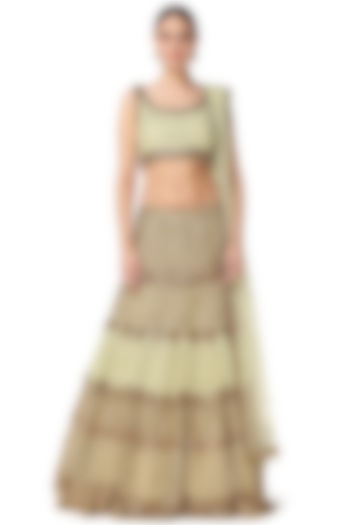 Green Embroidered Bridal Lehenga Set by Rabani & Rakha at Pernia's Pop Up Shop