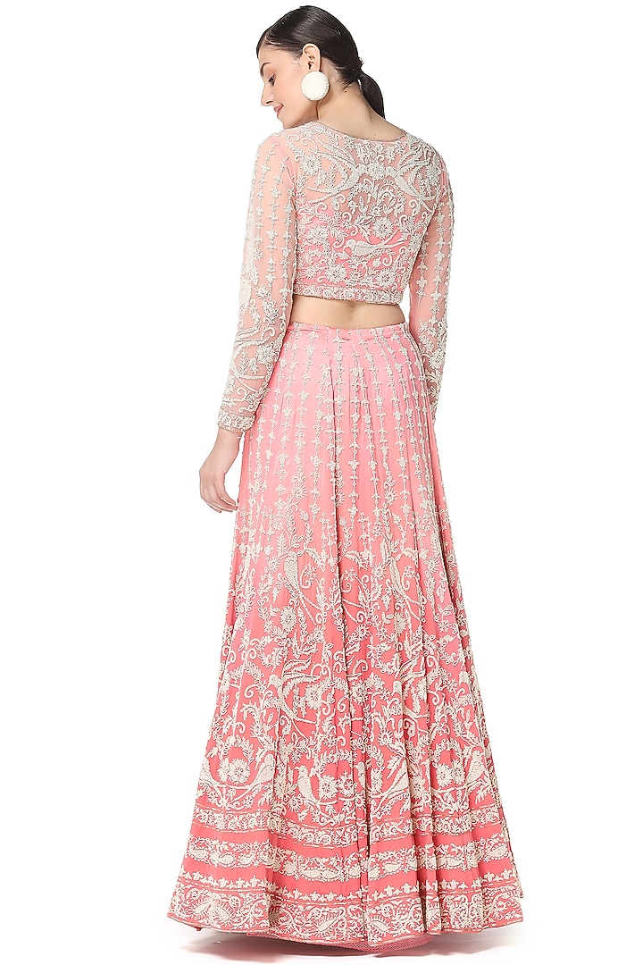 Pink Embroidered Bridal Lehenga Set With Two Dupattas by Rabani & Rakha at Pernia's Pop Up Shop