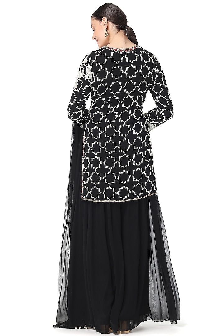 Black Hand Embroidered Bridal Sharara Set by Rabani & Rakha at Pernia's Pop Up Shop