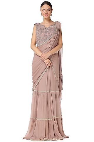 Pink Shimmer Georgette Lehenga Set by Rabani & Rakha