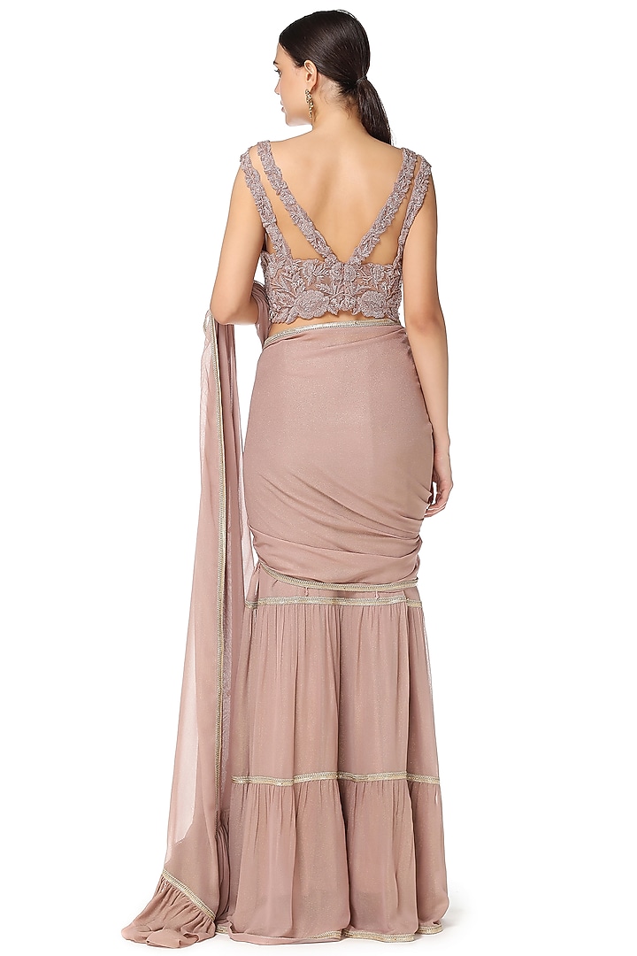 Pink Shimmer Georgette Lehenga Set by Rabani & Rakha at Pernia's Pop Up Shop