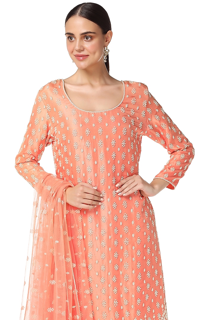 Orange Embroidered Bridal Sharara Set by Rabani & Rakha at Pernia's Pop Up Shop