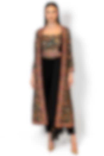 Black Georgette & Lycra Embroidered Jacket Set by Rabani & Rakha at Pernia's Pop Up Shop