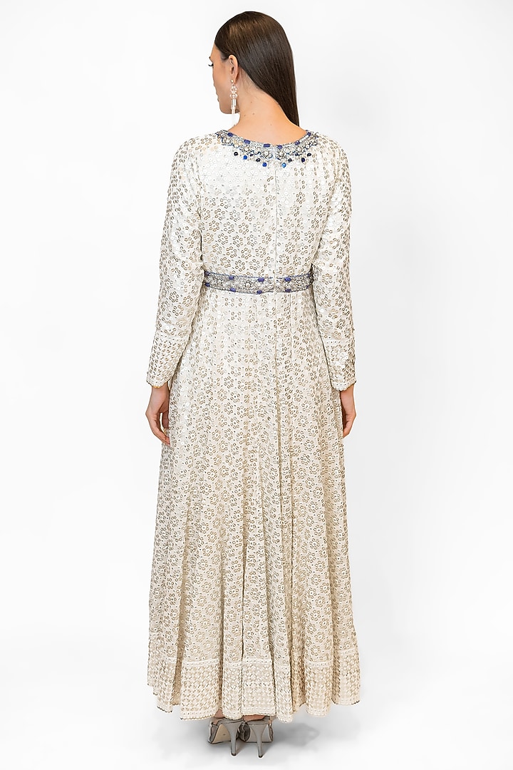 Ivory Georgette Embroidered Bridal Anarkali Set by Rabani & Rakha at Pernia's Pop Up Shop