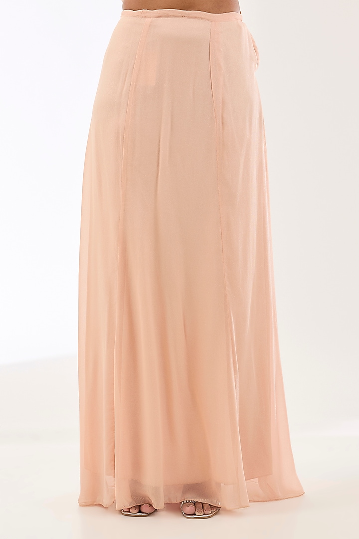 Blush Pink Georgette Hand Embroidered Reception Lehenga Saree Set by Rabani & Rakha at Pernia's Pop Up Shop