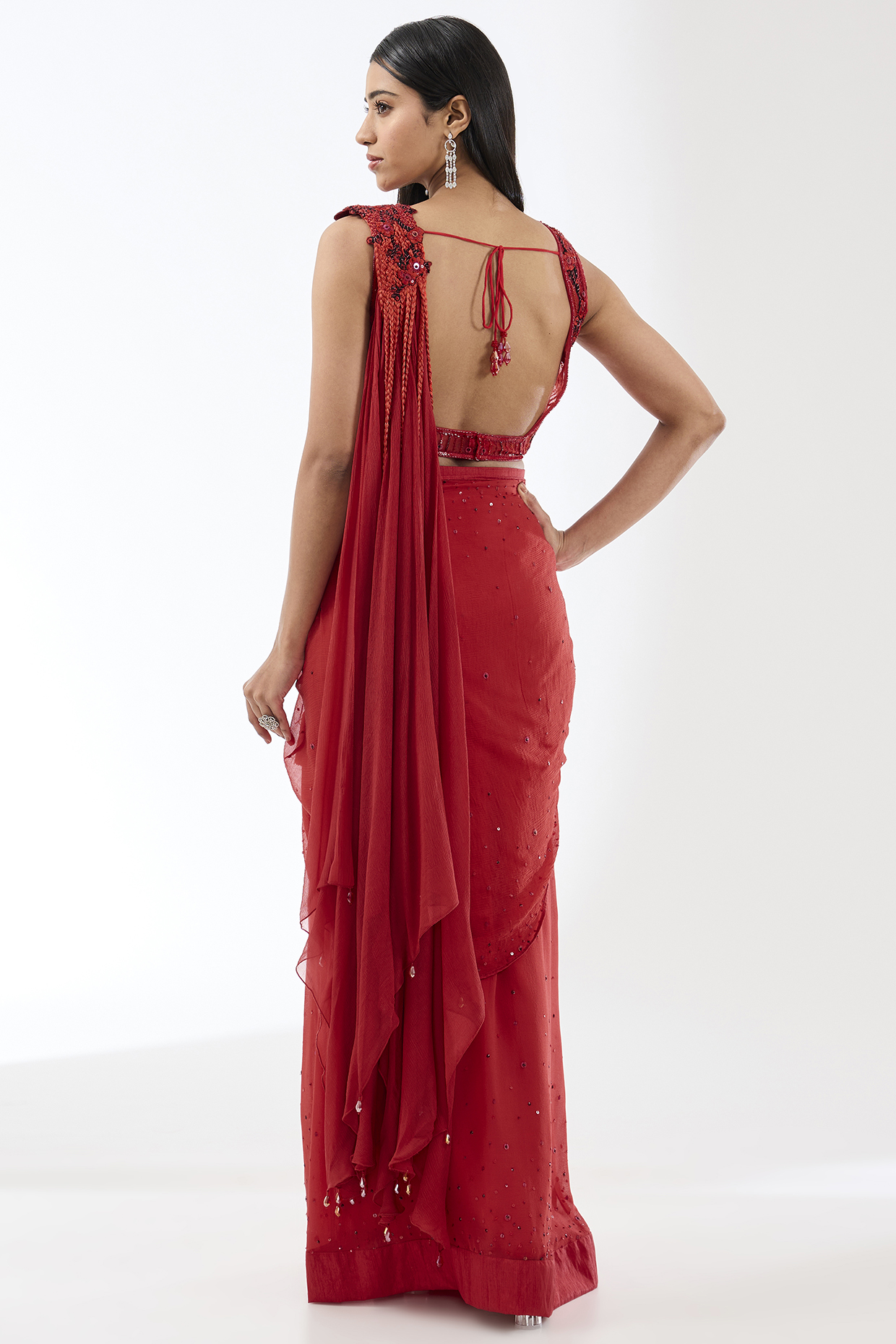 Semi stitched saree gown hotsell