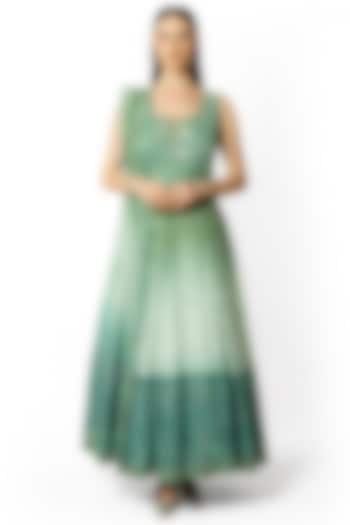 Peacock Green & Aqua Shaded Georgette Sequins Embroidered Anarkali Set Design by Rabani & Rakha at Pernia's Pop Up Shop 2026 Peacock Green & Aqua Shaded Georgette Sequins Embroidered Anarkali Set Design by Rabani & Rakha at Pernia's Pop Up Shop 2026