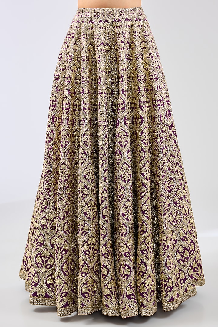 Purple Georgette Gota-Patti Embroidered Bridal Lehenga Set by Rabani & Rakha at Pernia's Pop Up Shop