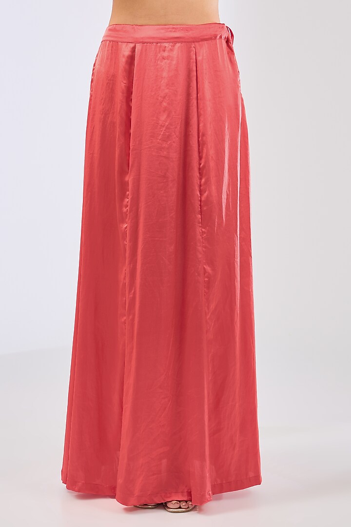 Melon Pink Georgette Sequins Embroidered Reception Saree Set by Rabani & Rakha at Pernia's Pop Up Shop