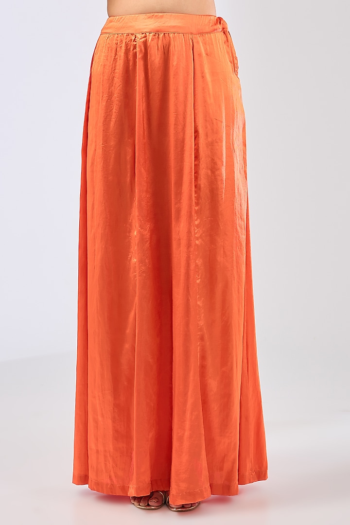 Orange Georgette Sequins Embroidered Reception Saree Set by Rabani & Rakha at Pernia's Pop Up Shop