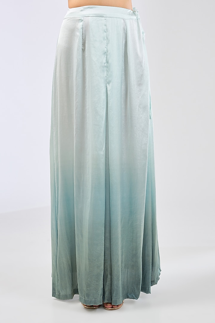 Sage Green Shaded Georgette Sequins Embroidered Reception Saree Set by Rabani & Rakha at Pernia's Pop Up Shop