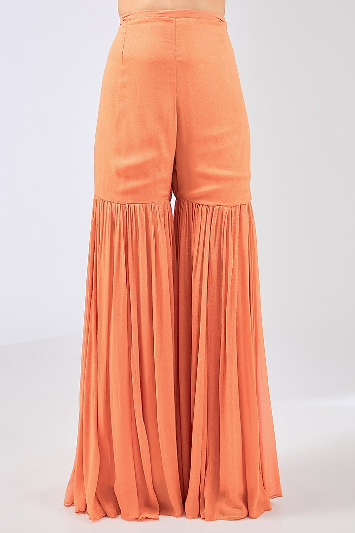 Orange Bandhani Hand Embroidered Kurta Set by Rabani & Rakha at Pernia's Pop Up Shop
