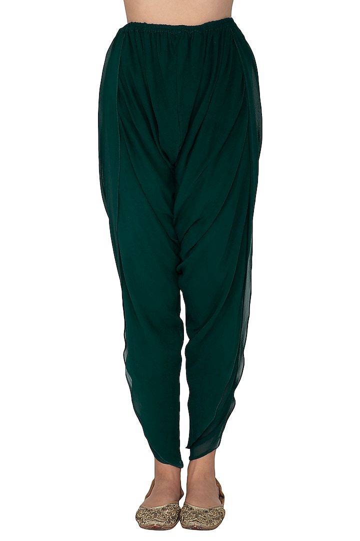 Green Embroidered Kurti With Tulip Pants by Rabani & Rakha at Pernia's Pop Up Shop