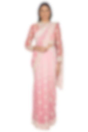 Pink Foil Georgette Jaal Saree Set by Rabani & Rakha
