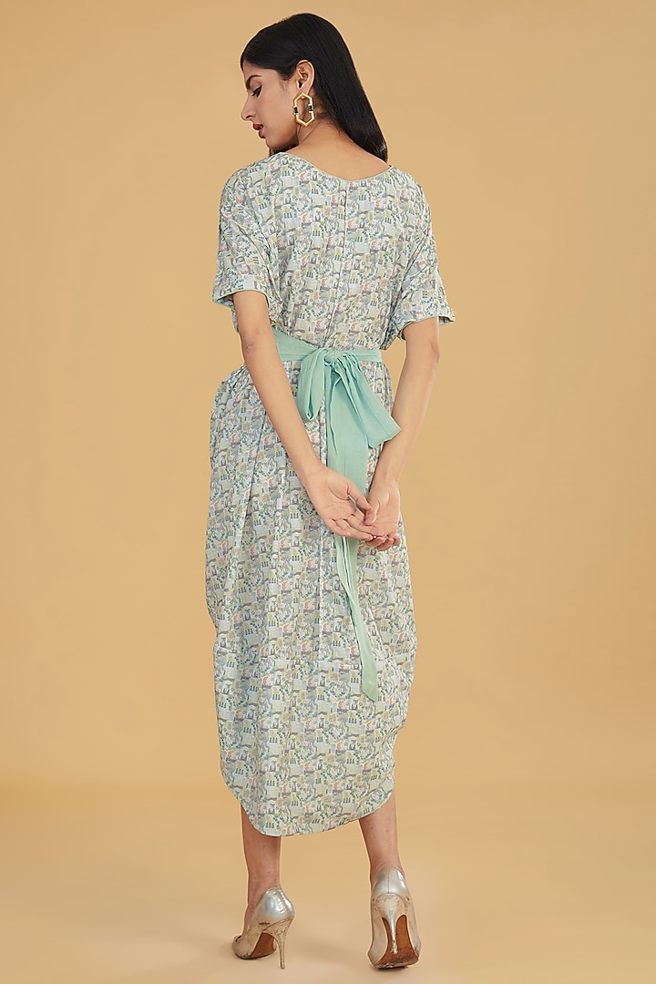 Light Green Crepe Printed Knee-Length Vacation Dress by Rabani & Rakha at Pernia's Pop Up Shop