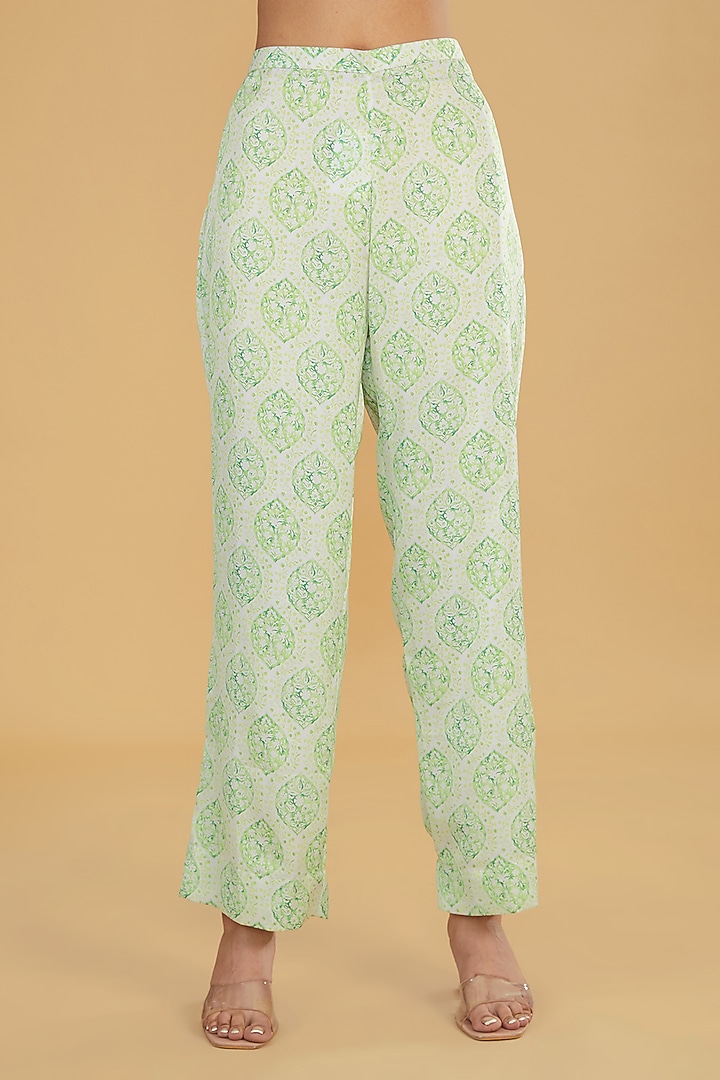 Lime Green Georgette Butta Printed Kurta Set by Rabani & Rakha at Pernia's Pop Up Shop