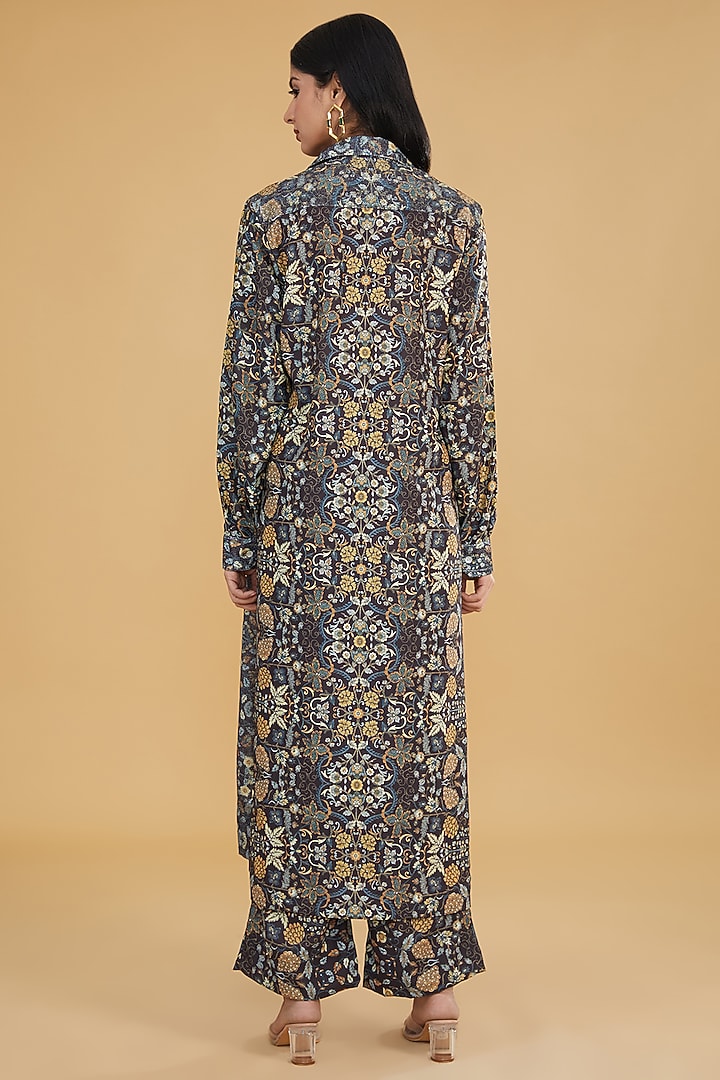 Black & Grey Georgette Printed Co-Ord Set by Rabani & Rakha at Pernia's Pop Up Shop
