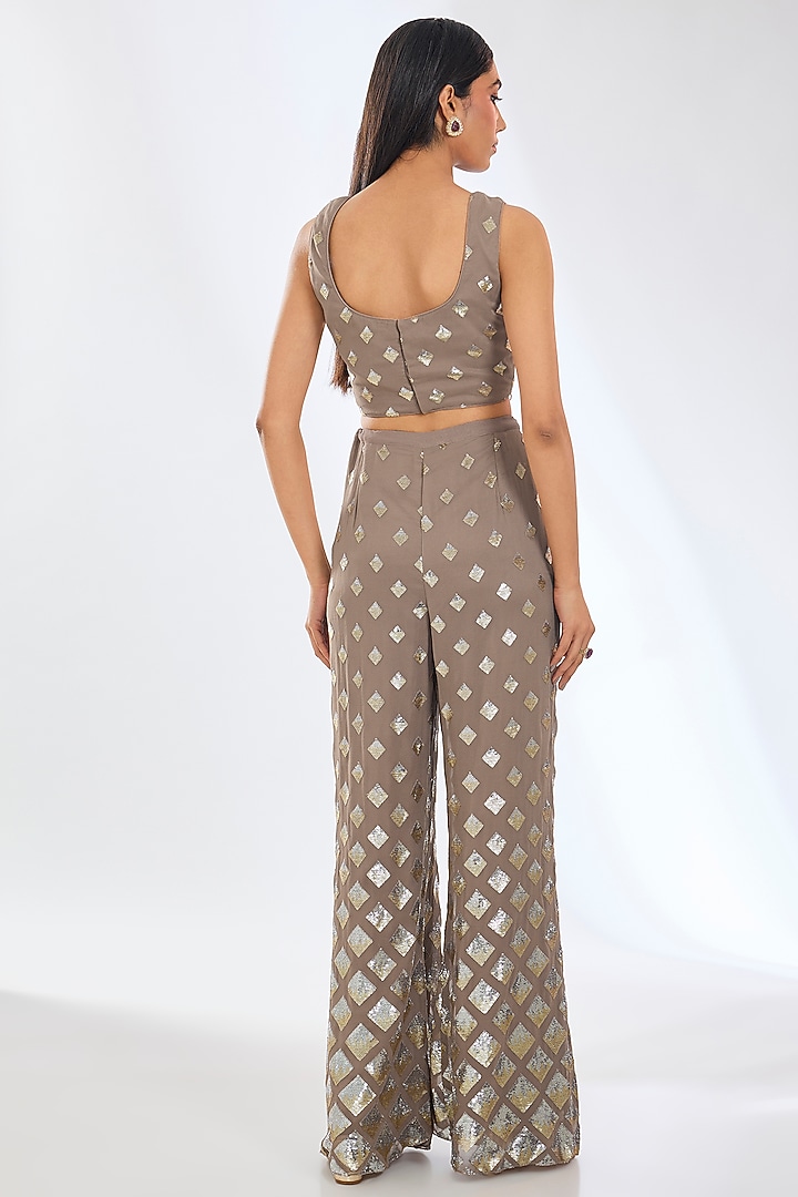 Gold Foil Georgette Hand Embroidered Cape Set by Rabani & Rakha at Pernia's Pop Up Shop